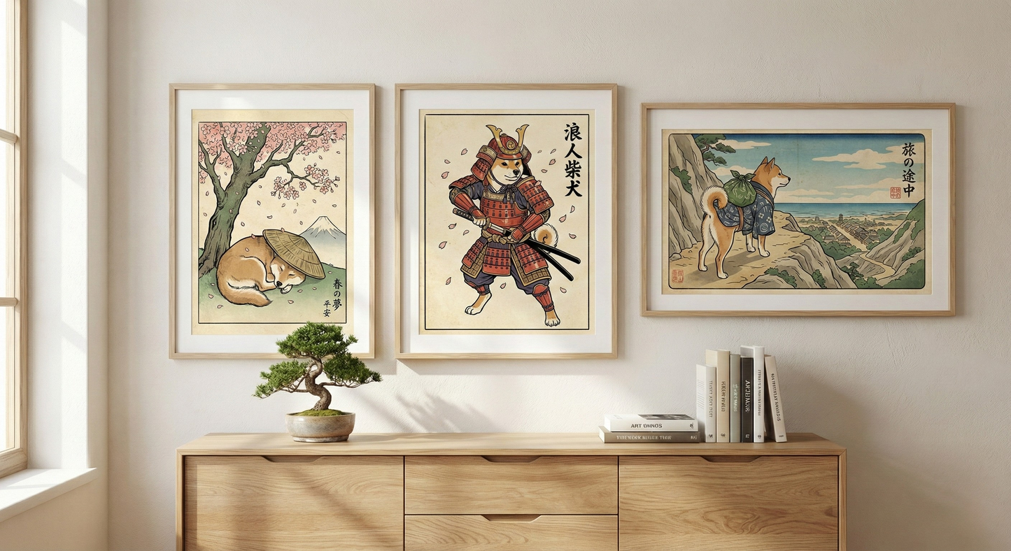 The Wanderer - Ukiyo-e Shiba Inu Art Print